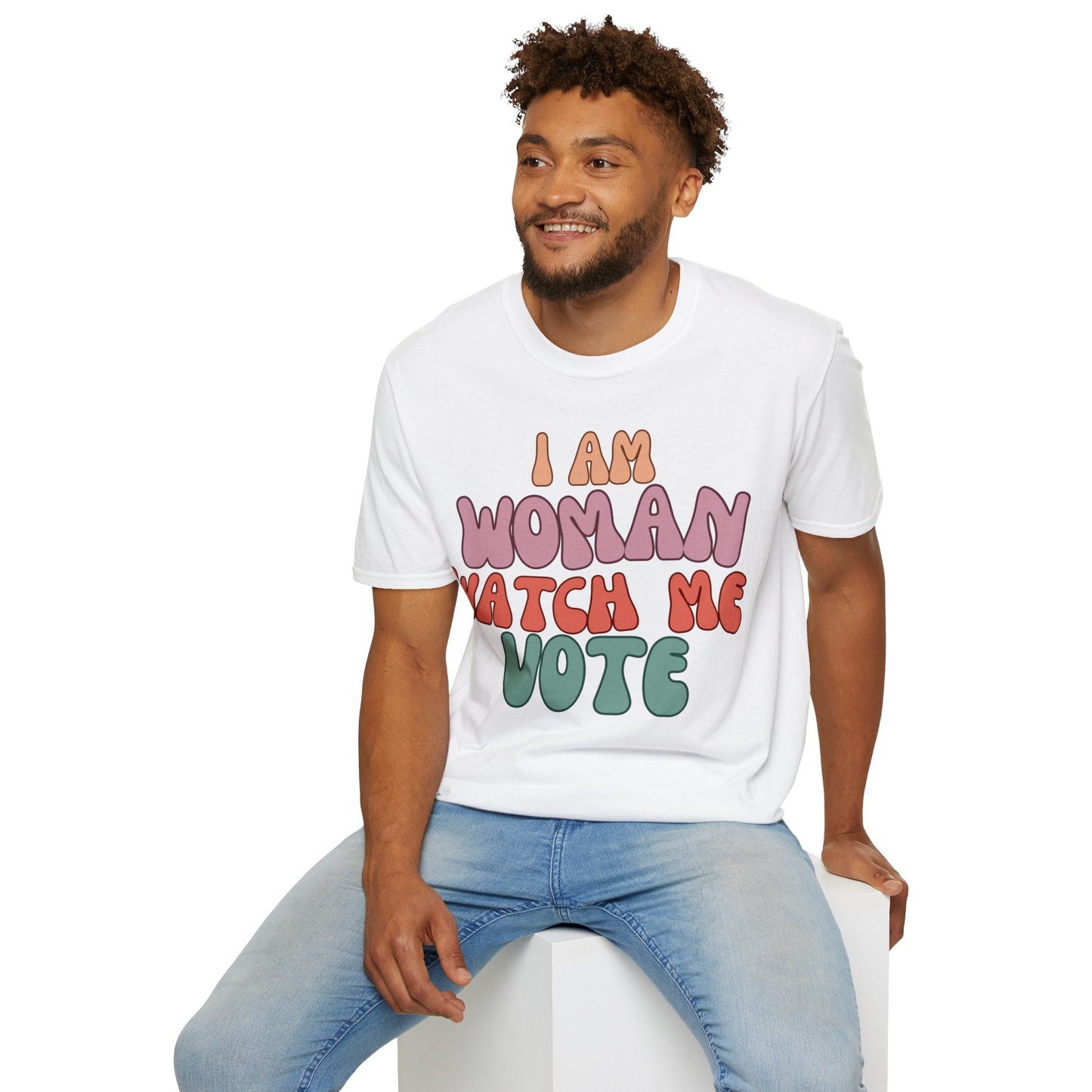 2 - sided I Am Woman Watch Me Vote LTcolors Unisex T-Shirt by cypherpunkgear – cypherpunkgear.com | Cypherpunk Merch