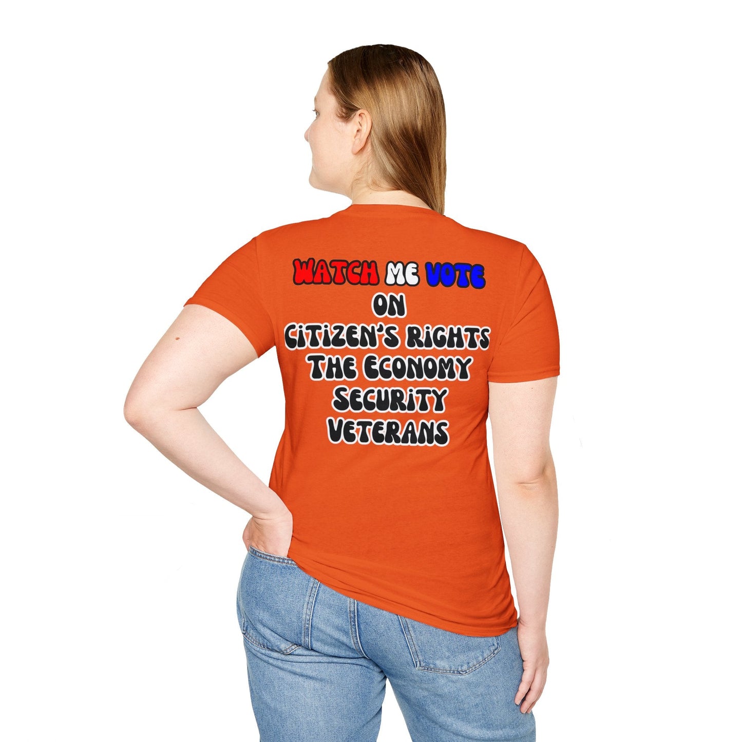 2 - sided I Am Woman Watch Me Vote LTcolors Unisex T-Shirt by cypherpunkgear – cypherpunkgear.com | Cypherpunk Merch