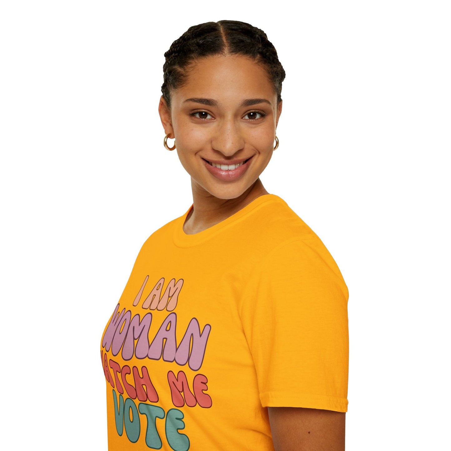2 - sided I Am Woman Watch Me Vote LTcolors Unisex T-Shirt by cypherpunkgear – cypherpunkgear.com | Cypherpunk Merch