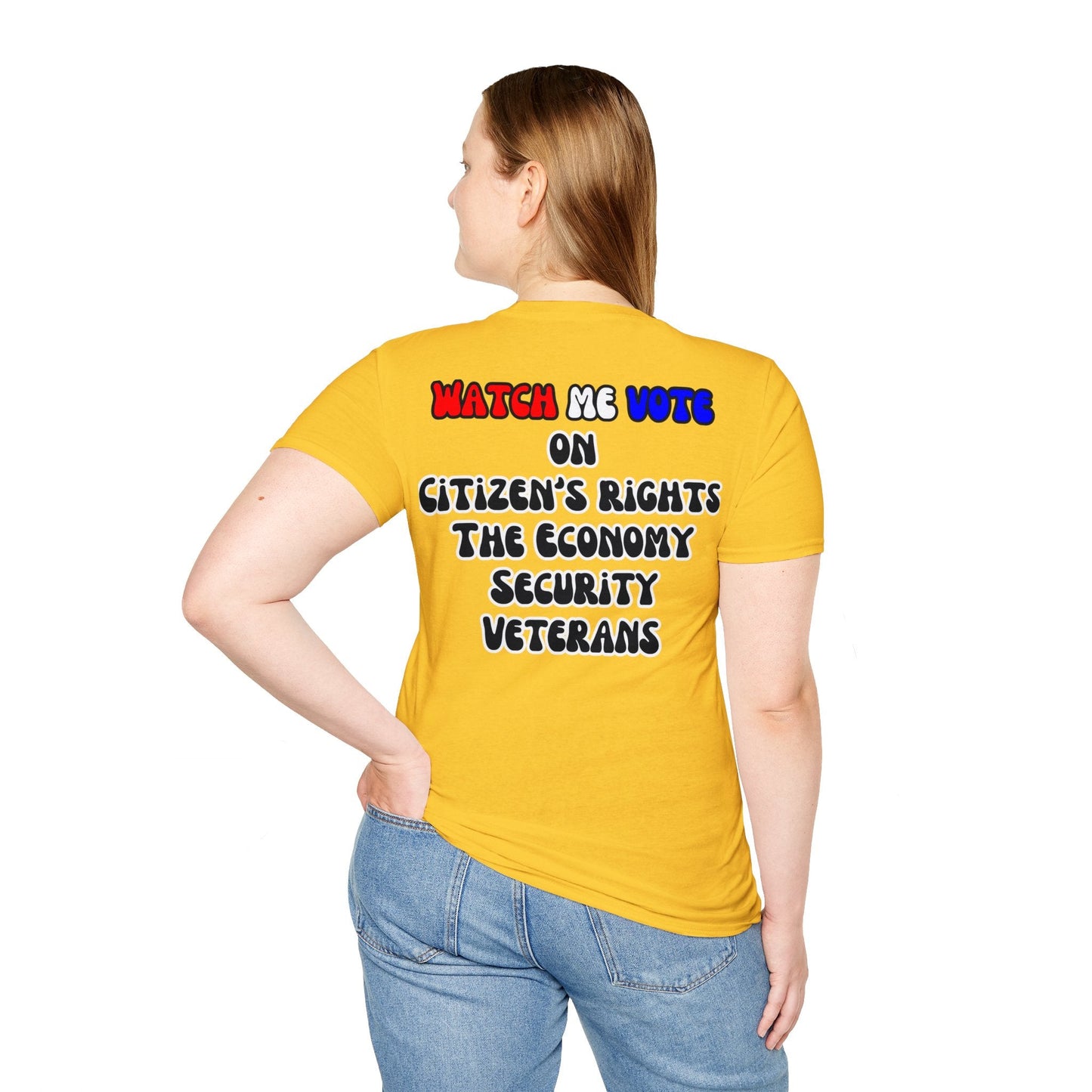 2 - sided I Am Woman Watch Me Vote LTcolors Unisex T-Shirt by cypherpunkgear – cypherpunkgear.com | Cypherpunk Merch