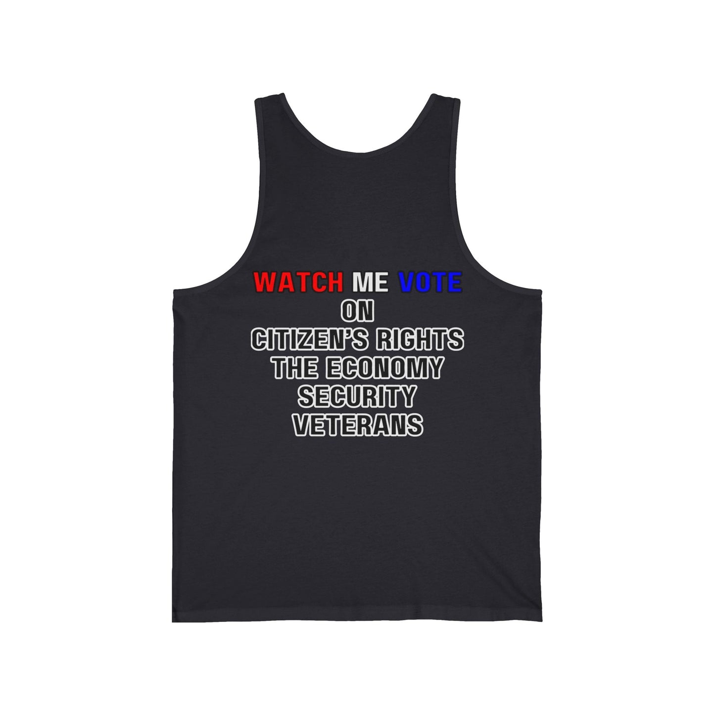 2 - sided I Am Woman Watch Me Vote Rosie Unisex Jersey Tank Top by cypherpunkgear – cypherpunkgear.com | Cypherpunk Merch