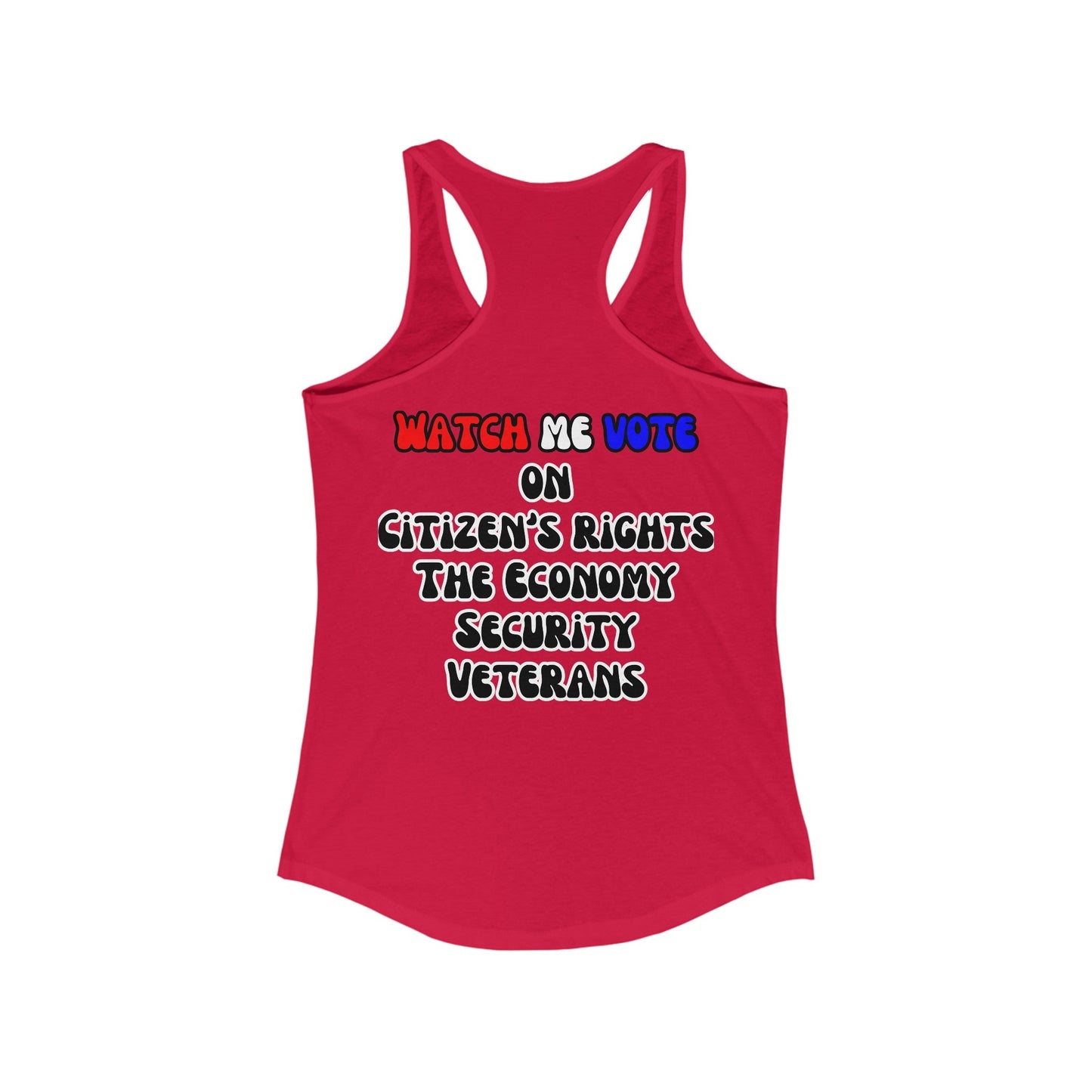 2 - sided I Am Woman Watch Me Vote Women's Racerback Tank Top by cypherpunkgear – cypherpunkgear.com | Cypherpunk Merch