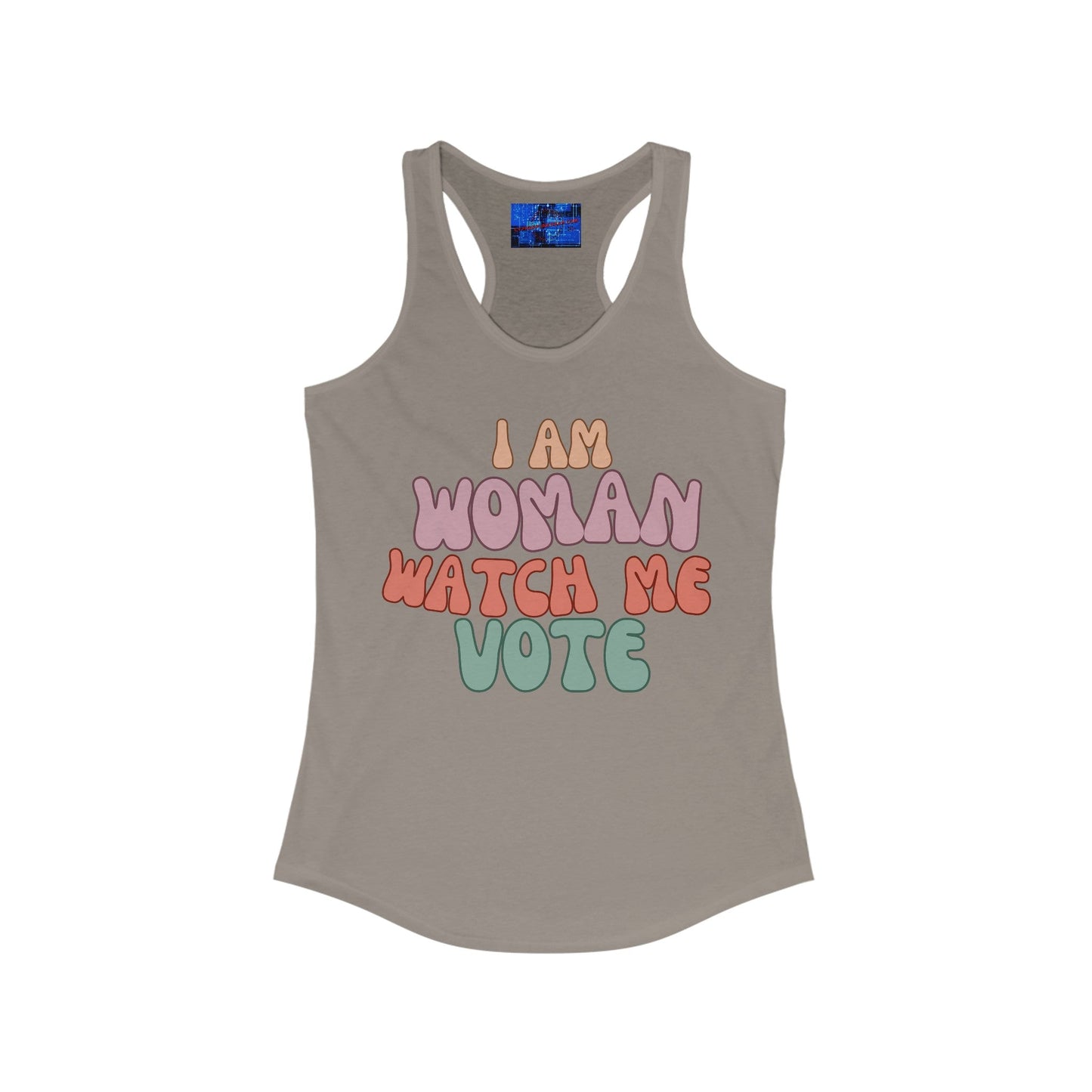 2 - sided I Am Woman Watch Me Vote Women's Racerback Tank Top by cypherpunkgear – cypherpunkgear.com | Cypherpunk Merch