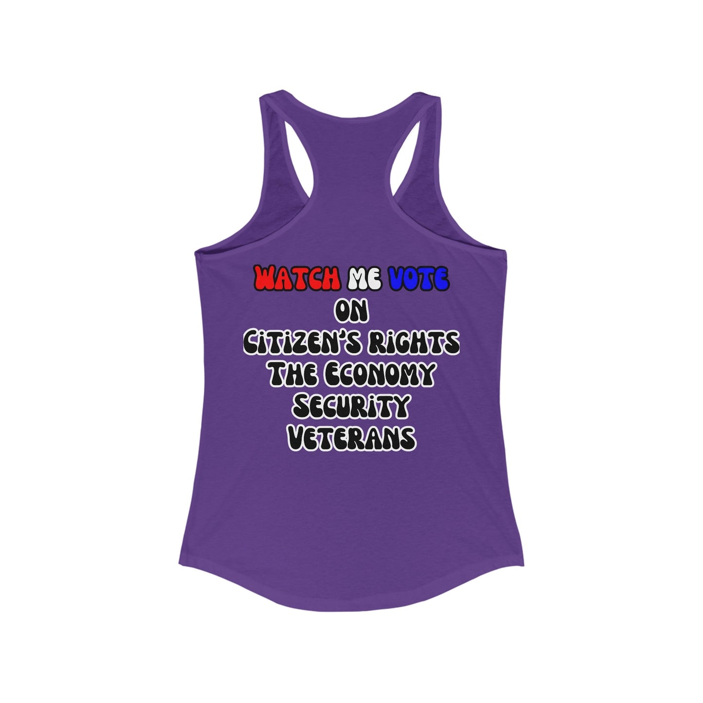 2 - sided I Am Woman Watch Me Vote Women's Racerback Tank Top by cypherpunkgear – cypherpunkgear.com | Cypherpunk Merch