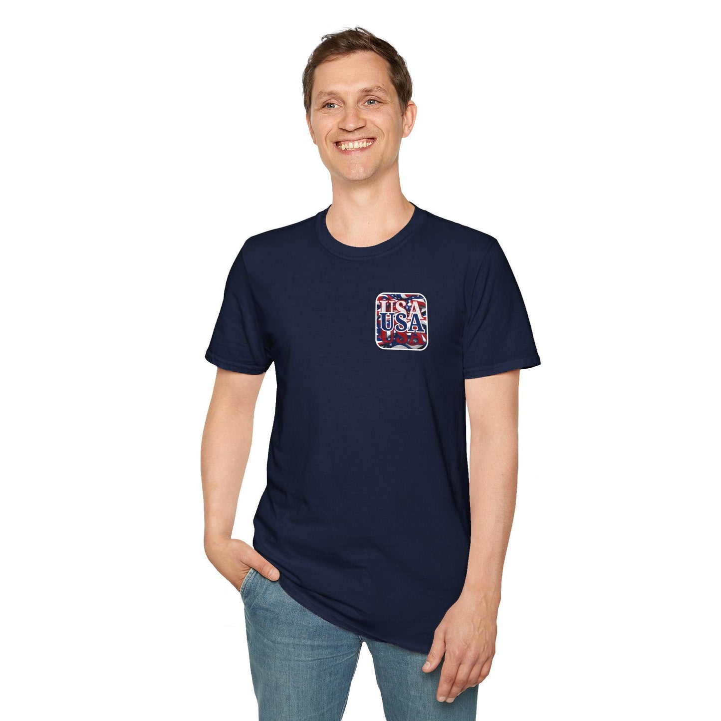 2 - sided Red White and BLUE USA Patriot DKcolors Unisex T-Shirt by cypherpunkgear – cypherpunkgear.com | Cypherpunk Merch