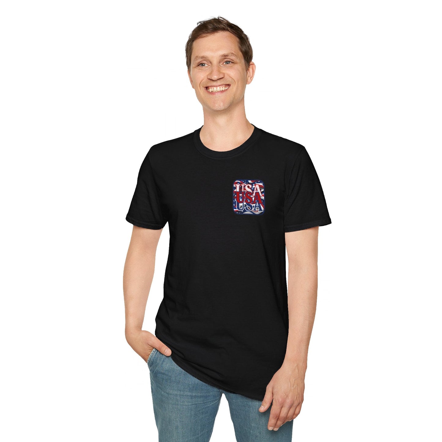 2 - sided RED White and Blue USA Patriot DKcolors Unisex T-Shirt by cypherpunkgear – cypherpunkgear.com | Cypherpunk Merch