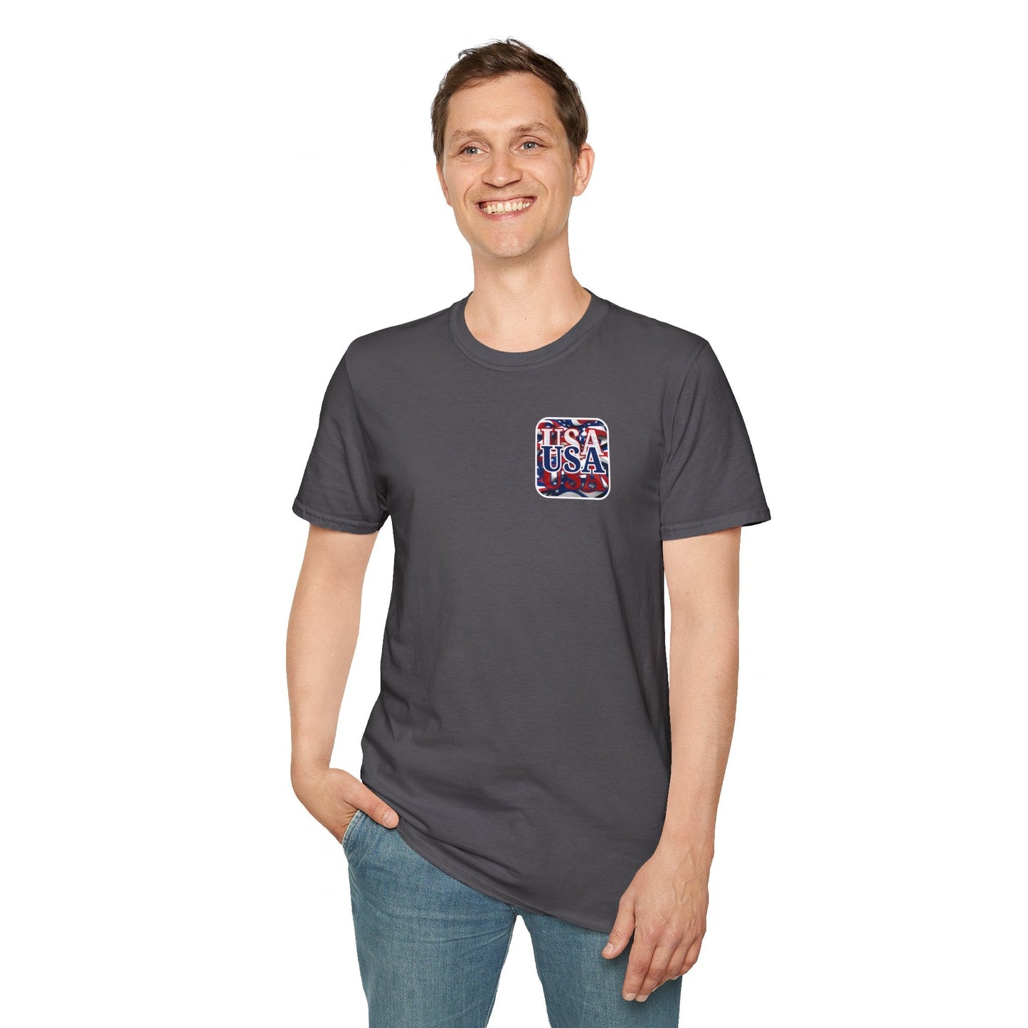 2 - sided Red White and BLUE USA Patriot DKcolors Unisex T-Shirt by cypherpunkgear – cypherpunkgear.com | Cypherpunk Merch