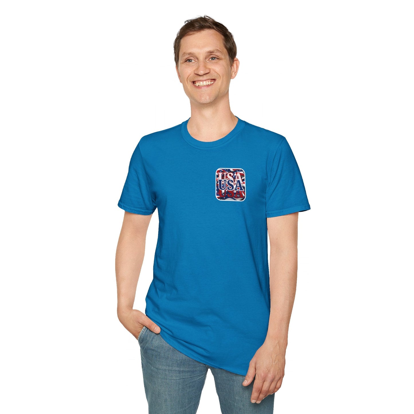2 - sided Red White and BLUE USA Patriot DKcolors Unisex T-Shirt by cypherpunkgear – cypherpunkgear.com | Cypherpunk Merch