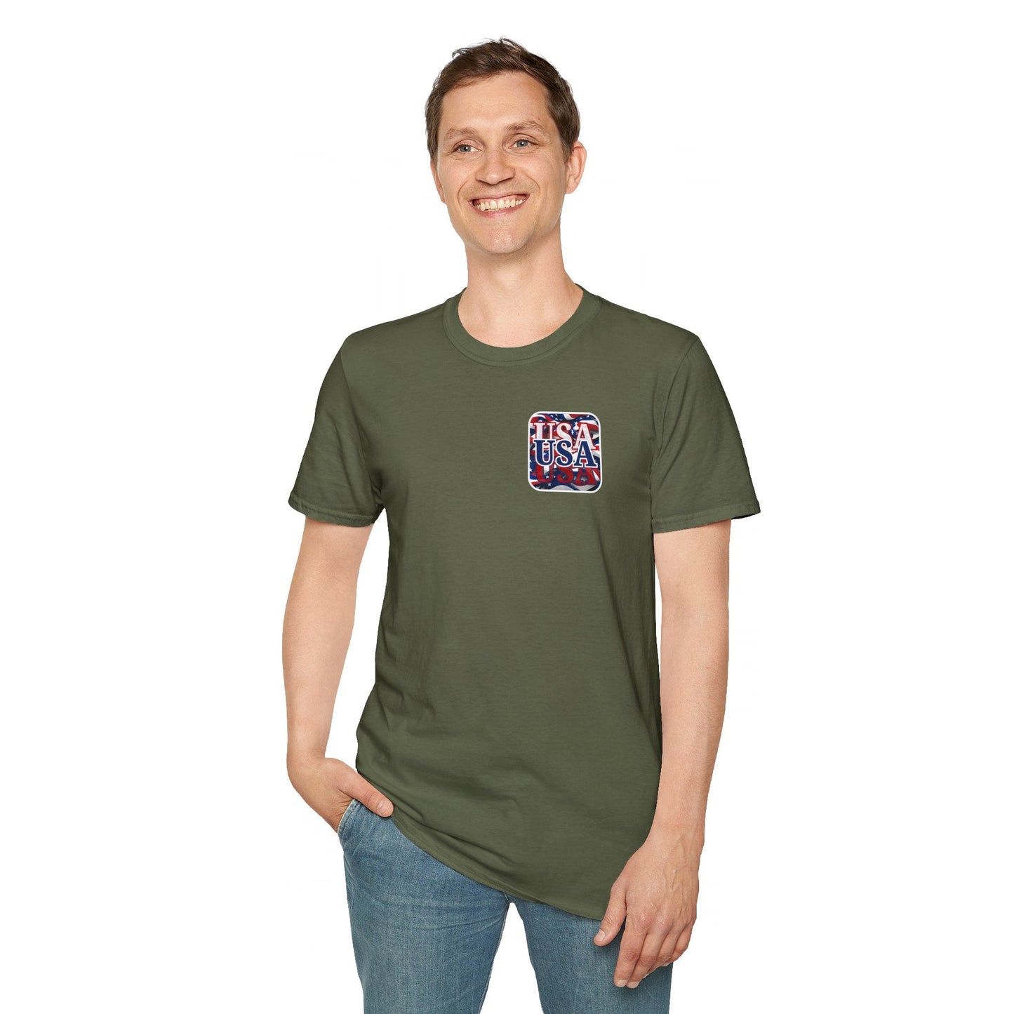 2 - sided Red White and BLUE USA Patriot DKcolors Unisex T-Shirt by cypherpunkgear – cypherpunkgear.com | Cypherpunk Merch