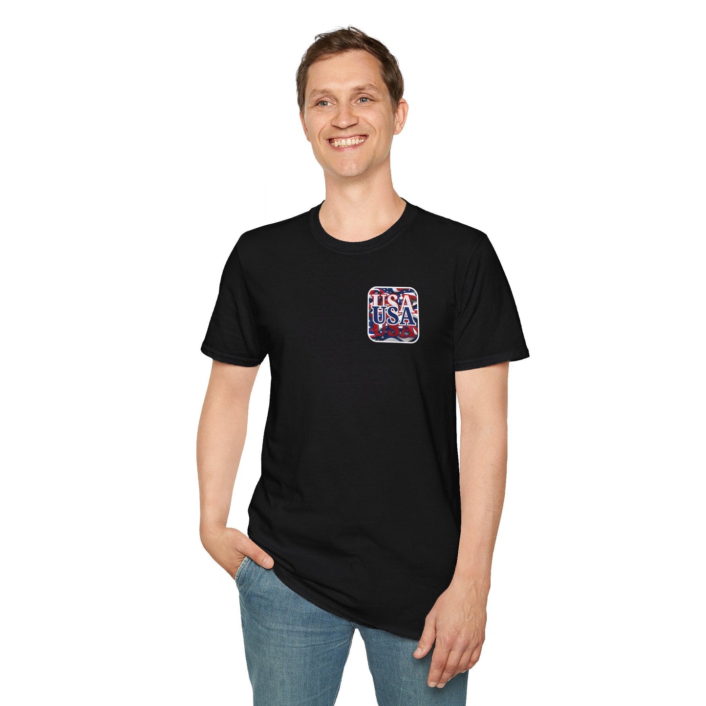 2 - sided Red White and BLUE USA Patriot DKcolors Unisex T-Shirt by cypherpunkgear – cypherpunkgear.com | Cypherpunk Merch