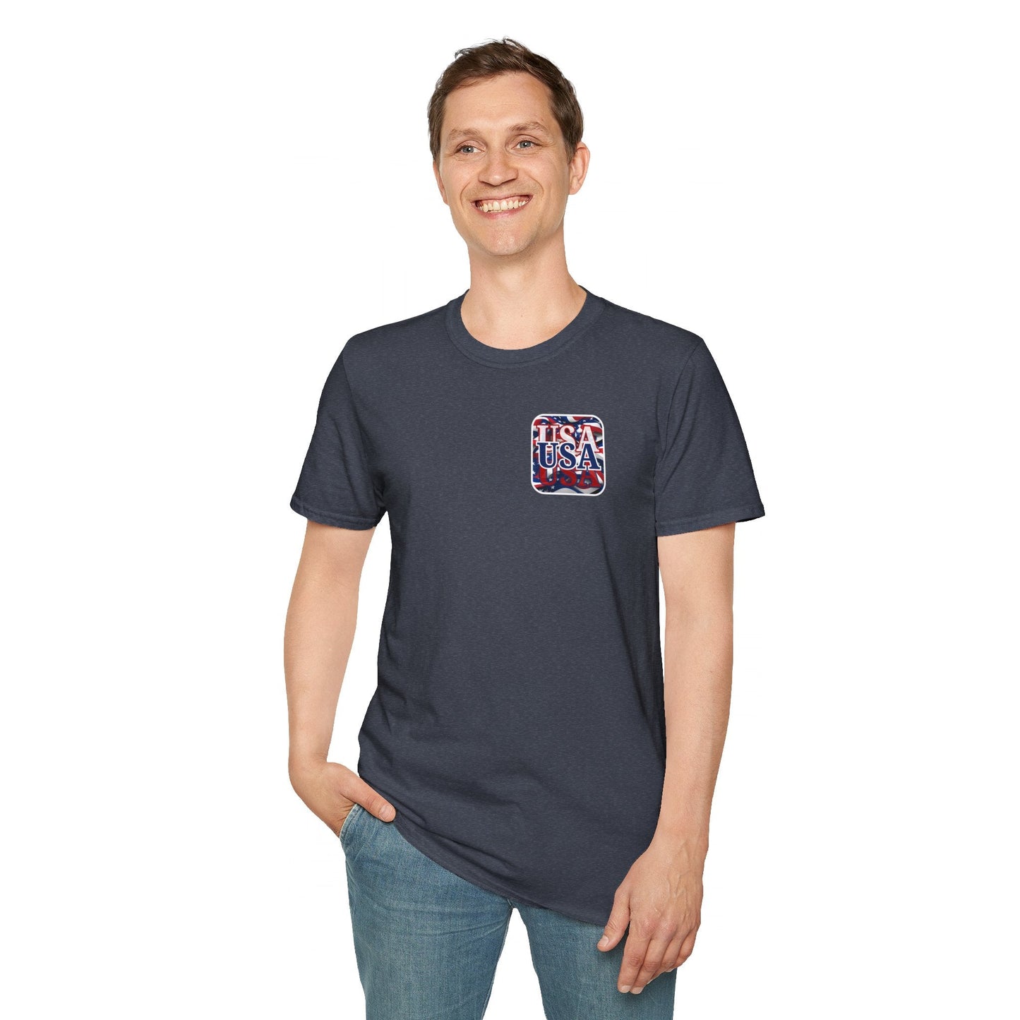 2 - sided Red White and BLUE USA Patriot DKcolors Unisex T-Shirt by cypherpunkgear – cypherpunkgear.com | Cypherpunk Merch