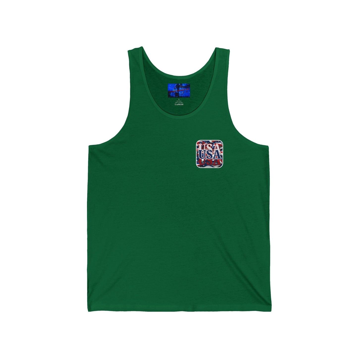2 - sided Red White and BLUE USA Patriot Unisex Jersey Tank Top by cypherpunkgear – cypherpunkgear.com | Cypherpunk Merch