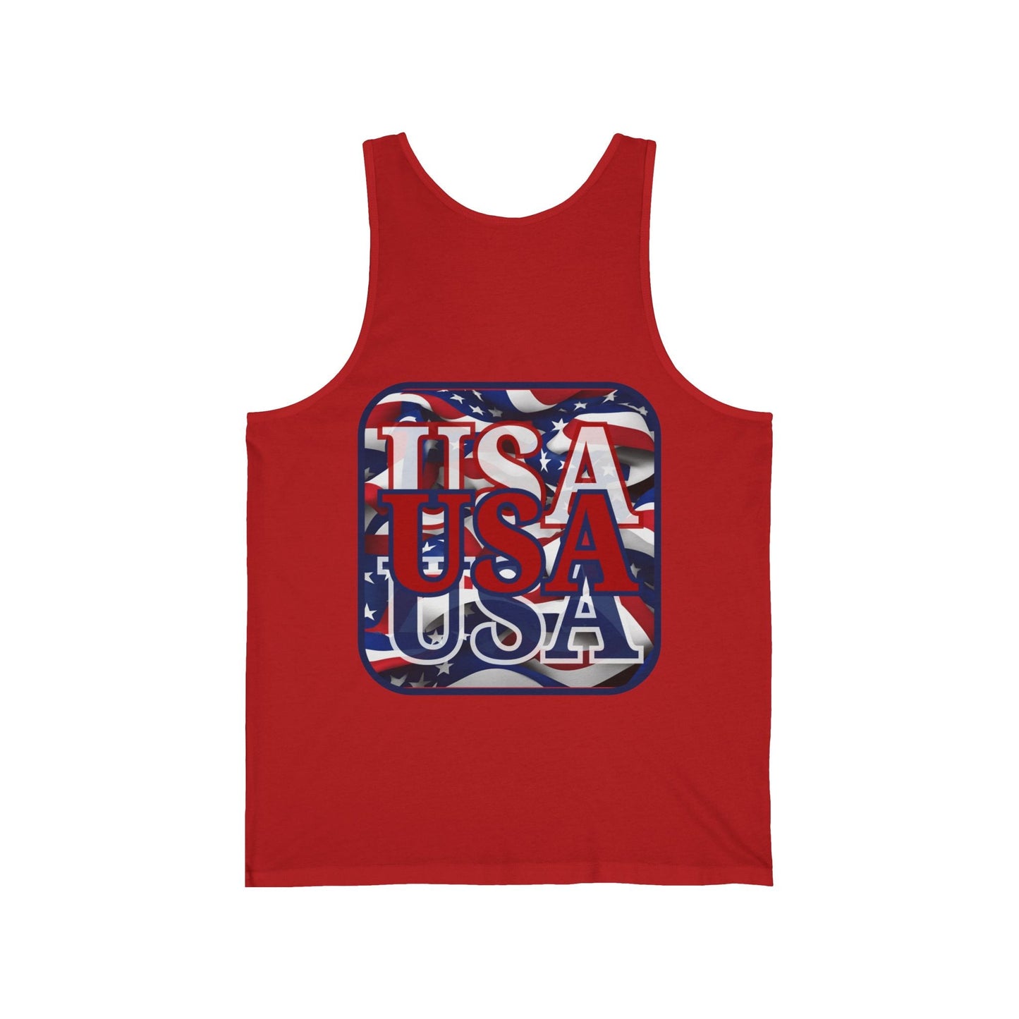 2 - sided RED White and Blue USA Patriot Unisex Jersey Tank Top by cypherpunkgear – cypherpunkgear.com | Cypherpunk Merch