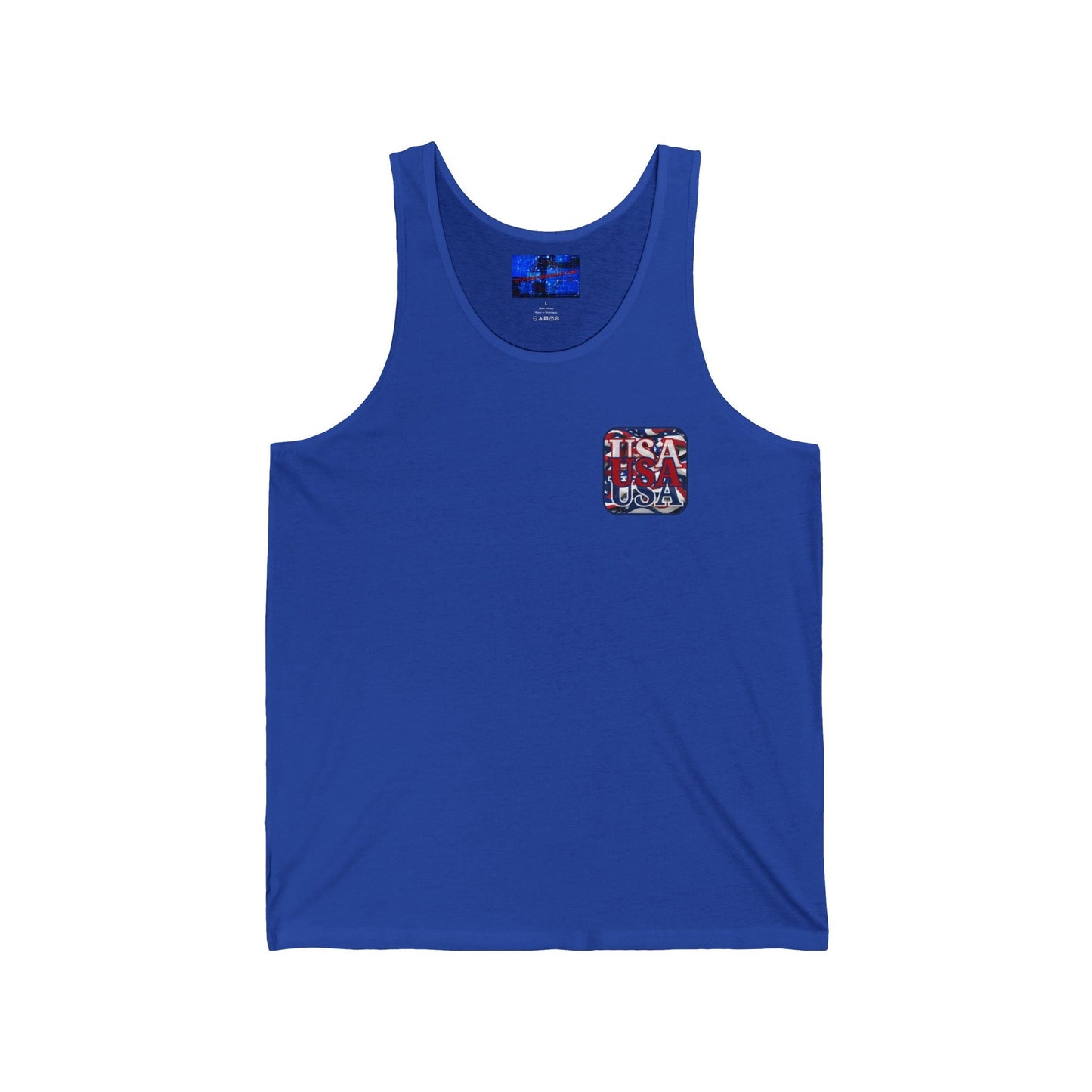 2 - sided RED White and Blue USA Patriot Unisex Jersey Tank Top by cypherpunkgear – cypherpunkgear.com | Cypherpunk Merch
