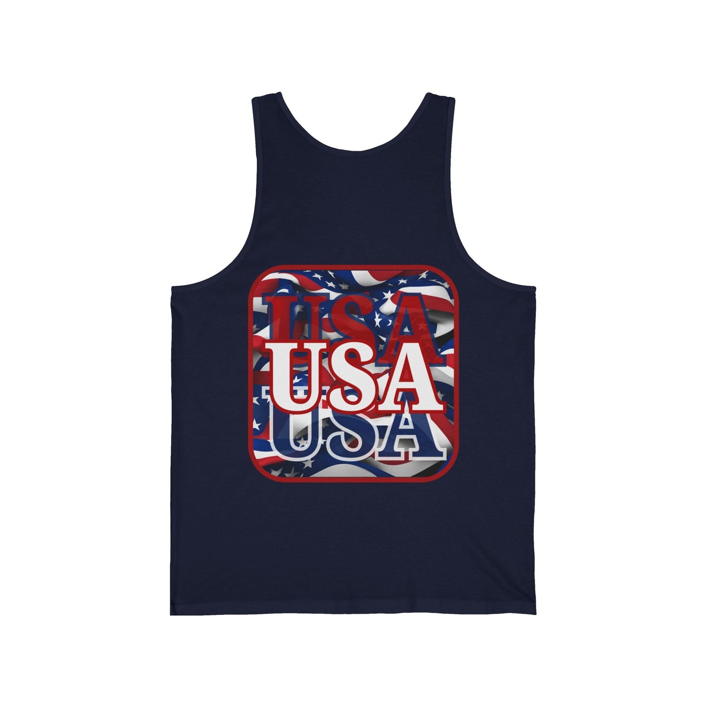 2 - sided Red WHITE and Blue USA Patriot Unisex Jersey Tank Top by cypherpunkgear – cypherpunkgear.com | Cypherpunk Merch