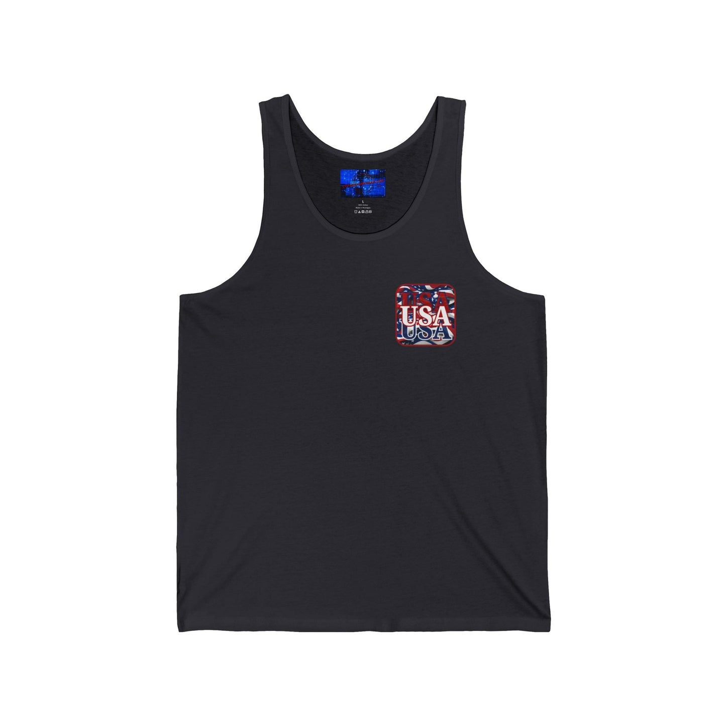 2 - sided Red WHITE and Blue USA Patriot Unisex Jersey Tank Top by cypherpunkgear – cypherpunkgear.com | Cypherpunk Merch