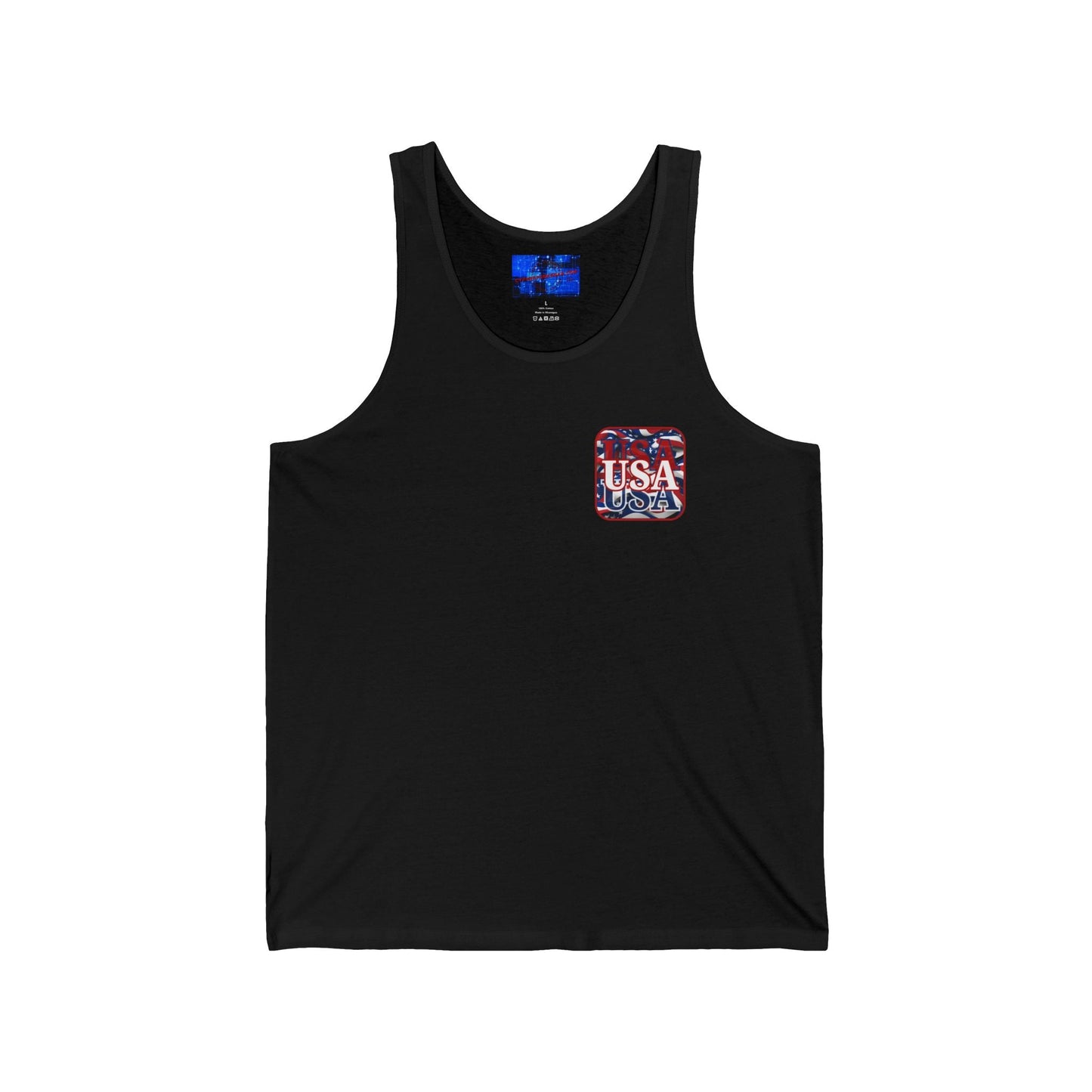 2 - sided Red WHITE and Blue USA Patriot Unisex Jersey Tank Top by cypherpunkgear – cypherpunkgear.com | Cypherpunk Merch