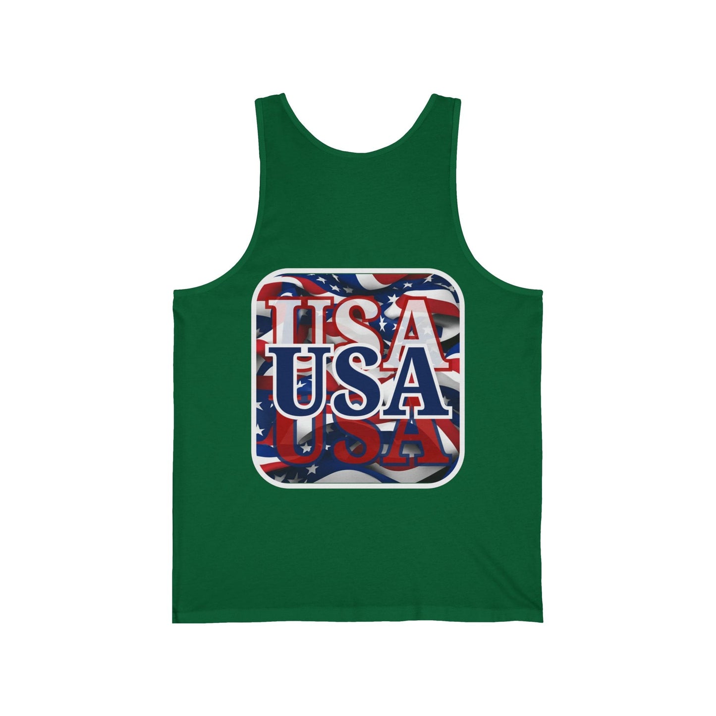2 - sided Red White and BLUE USA Patriot Unisex Jersey Tank Top by cypherpunkgear – cypherpunkgear.com | Cypherpunk Merch