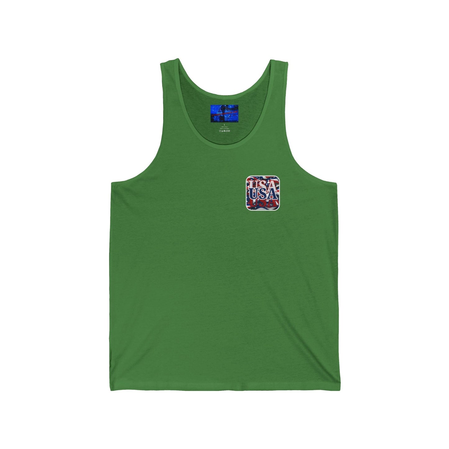 2 - sided Red White and BLUE USA Patriot Unisex Jersey Tank Top by cypherpunkgear – cypherpunkgear.com | Cypherpunk Merch