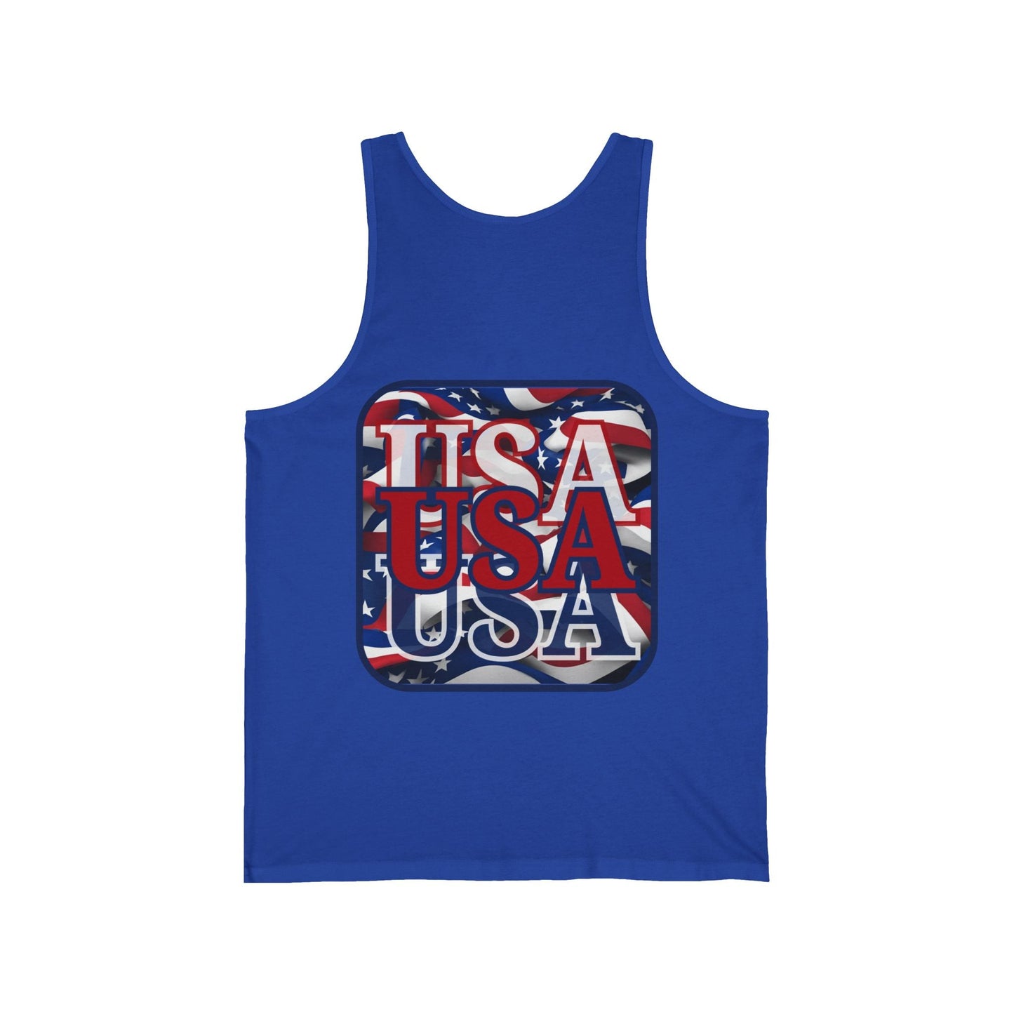 2 - sided RED White and Blue USA Patriot Unisex Jersey Tank Top by cypherpunkgear – cypherpunkgear.com | Cypherpunk Merch