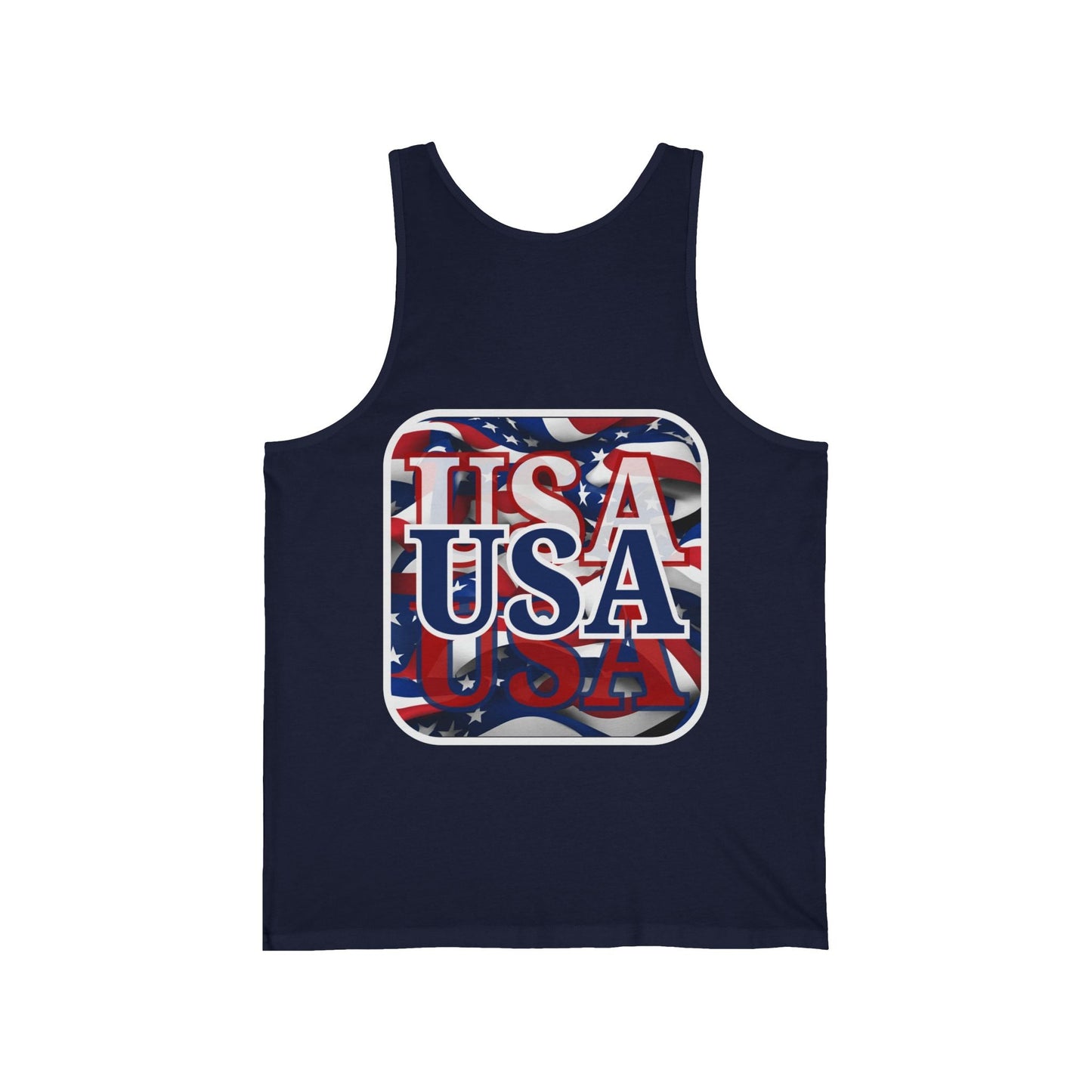 2 - sided Red White and BLUE USA Patriot Unisex Jersey Tank Top by cypherpunkgear – cypherpunkgear.com | Cypherpunk Merch