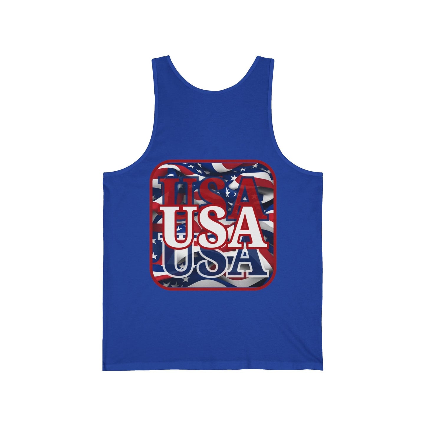 2 - sided Red WHITE and Blue USA Patriot Unisex Jersey Tank Top by cypherpunkgear – cypherpunkgear.com | Cypherpunk Merch