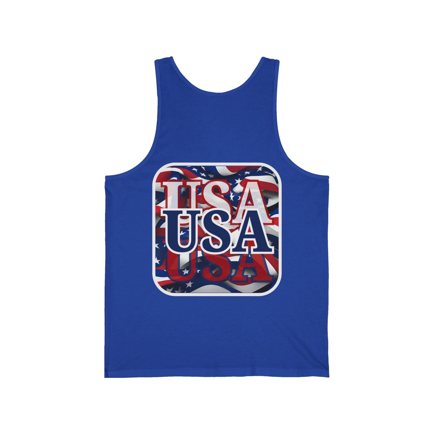2 - sided Red White and BLUE USA Patriot Unisex Jersey Tank Top by cypherpunkgear – cypherpunkgear.com | Cypherpunk Merch