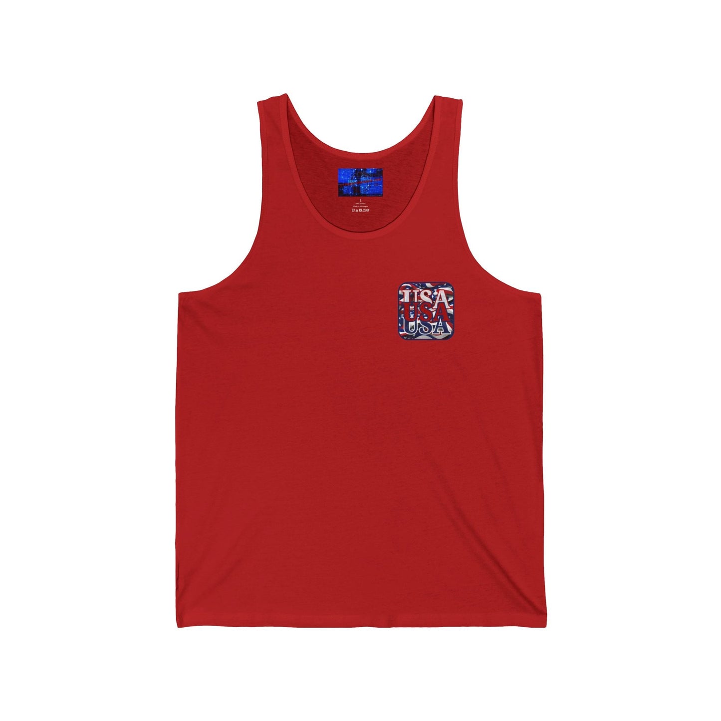 2 - sided RED White and Blue USA Patriot Unisex Jersey Tank Top by cypherpunkgear – cypherpunkgear.com | Cypherpunk Merch