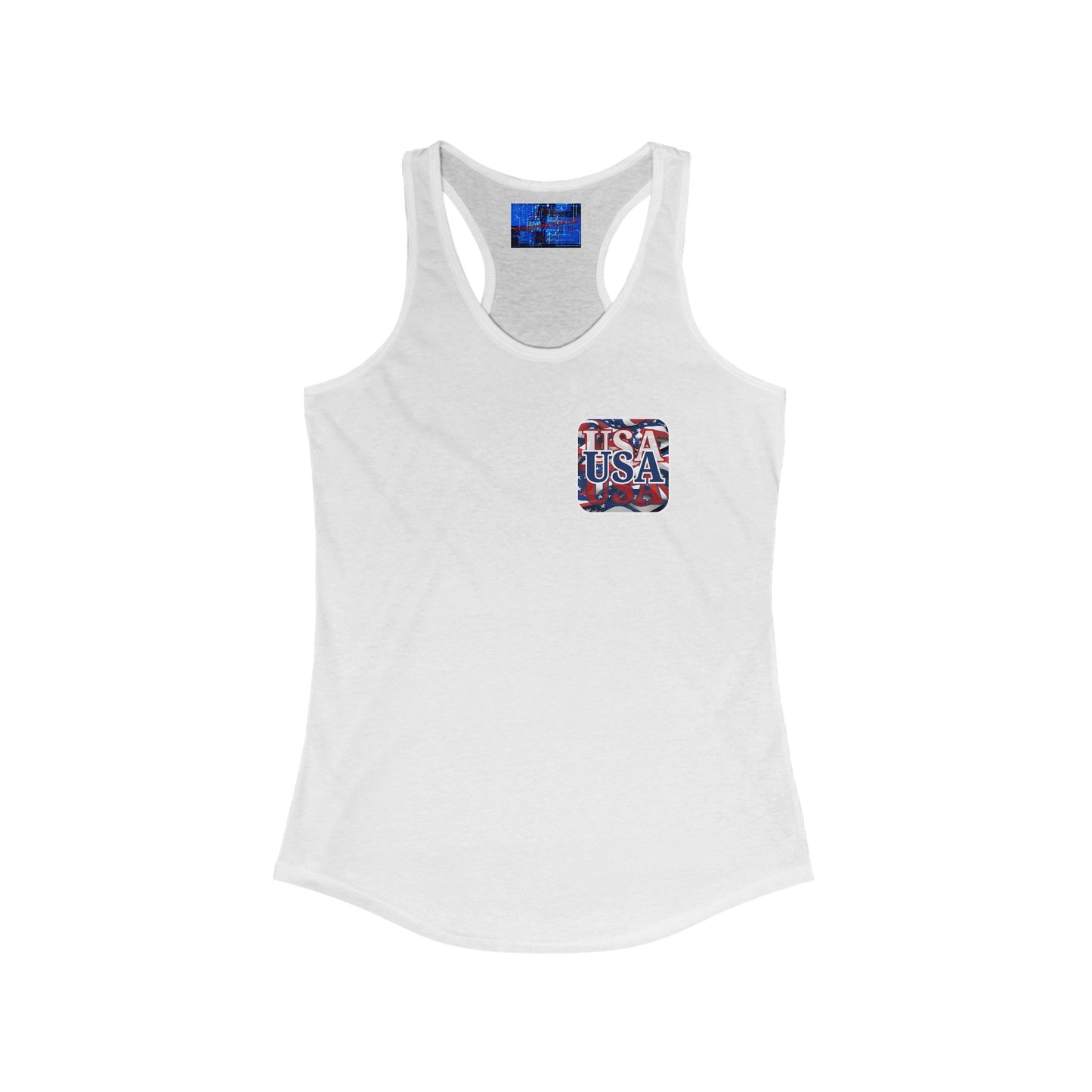 2 - sided Red White and BLUE USA Patriot Women's Racerback Tank Top by cypherpunkgear – cypherpunkgear.com | Cypherpunk Merch