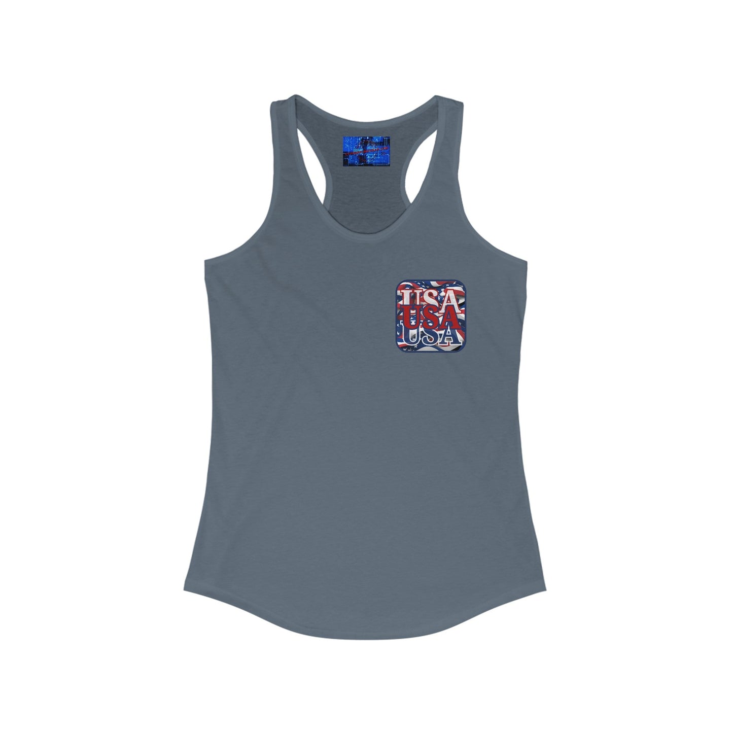 2 - sided RED White and Blue USA Patriot Women's Racerback Tank Top by cypherpunkgear – cypherpunkgear.com | Cypherpunk Merch