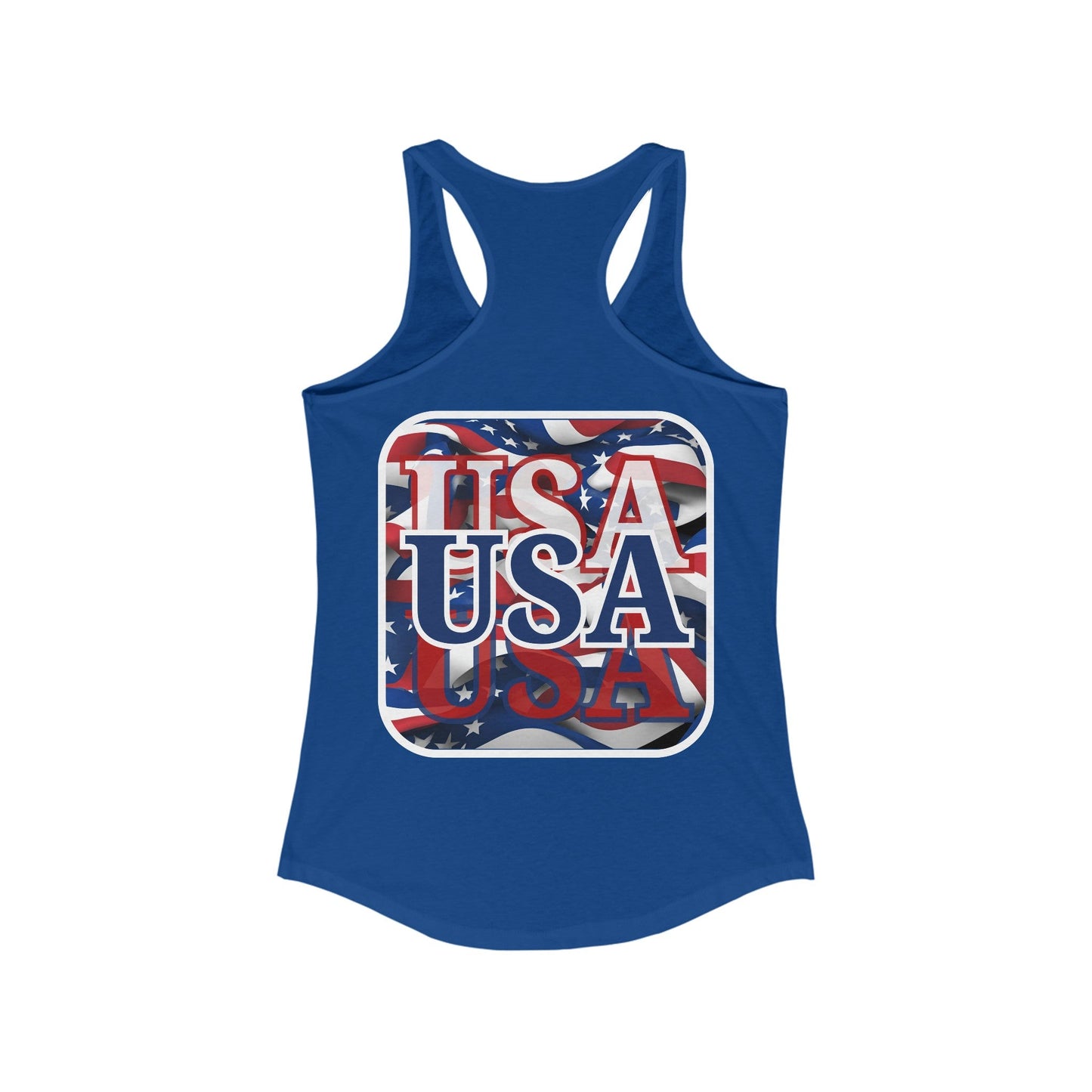 2 - sided Red White and BLUE USA Patriot Women's Racerback Tank Top by cypherpunkgear – cypherpunkgear.com | Cypherpunk Merch