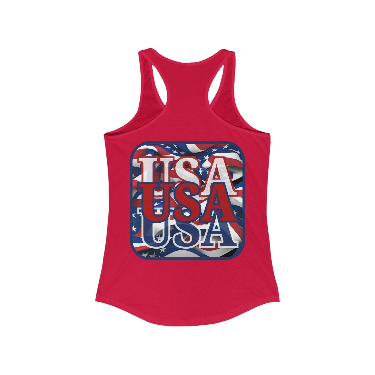 2 - sided RED White and Blue USA Patriot Women's Racerback Tank Top by cypherpunkgear – cypherpunkgear.com | Cypherpunk Merch