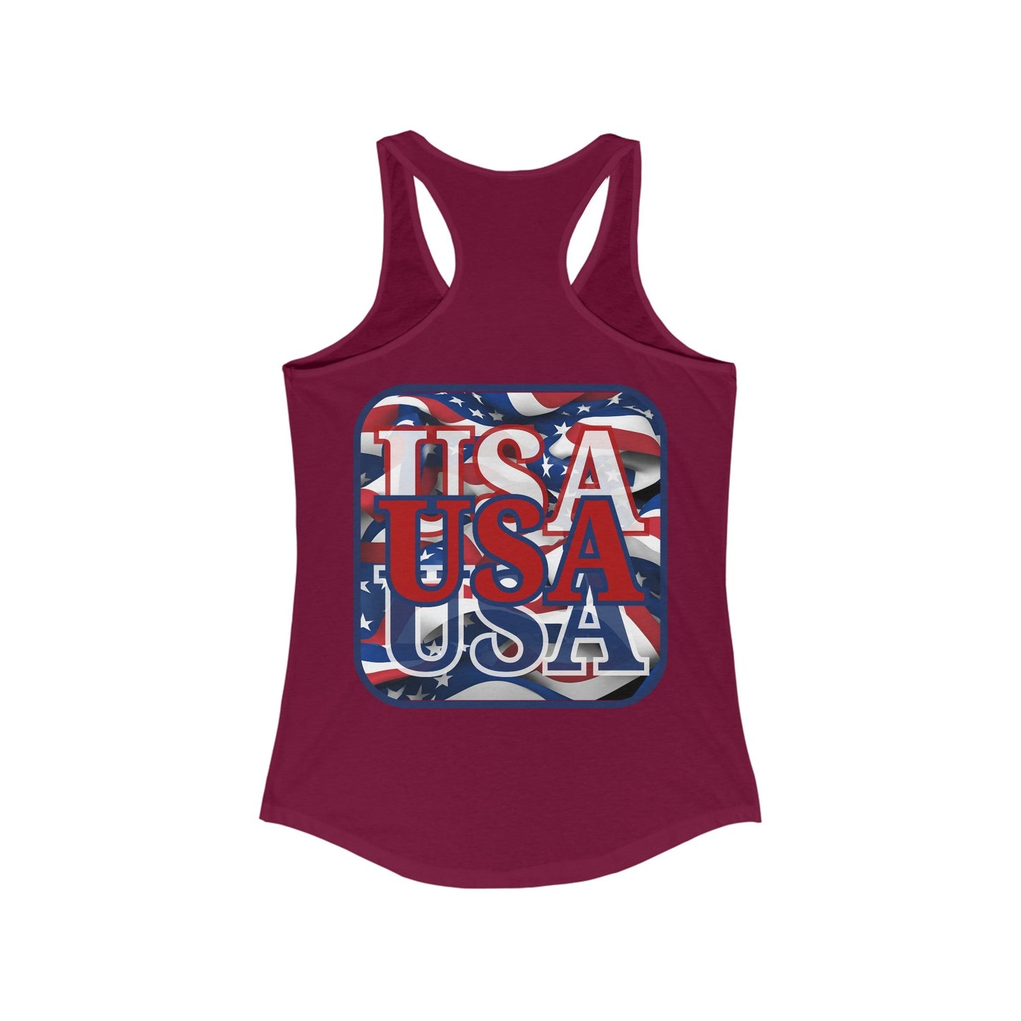2 - sided RED White and Blue USA Patriot Women's Racerback Tank Top by cypherpunkgear – cypherpunkgear.com | Cypherpunk Merch