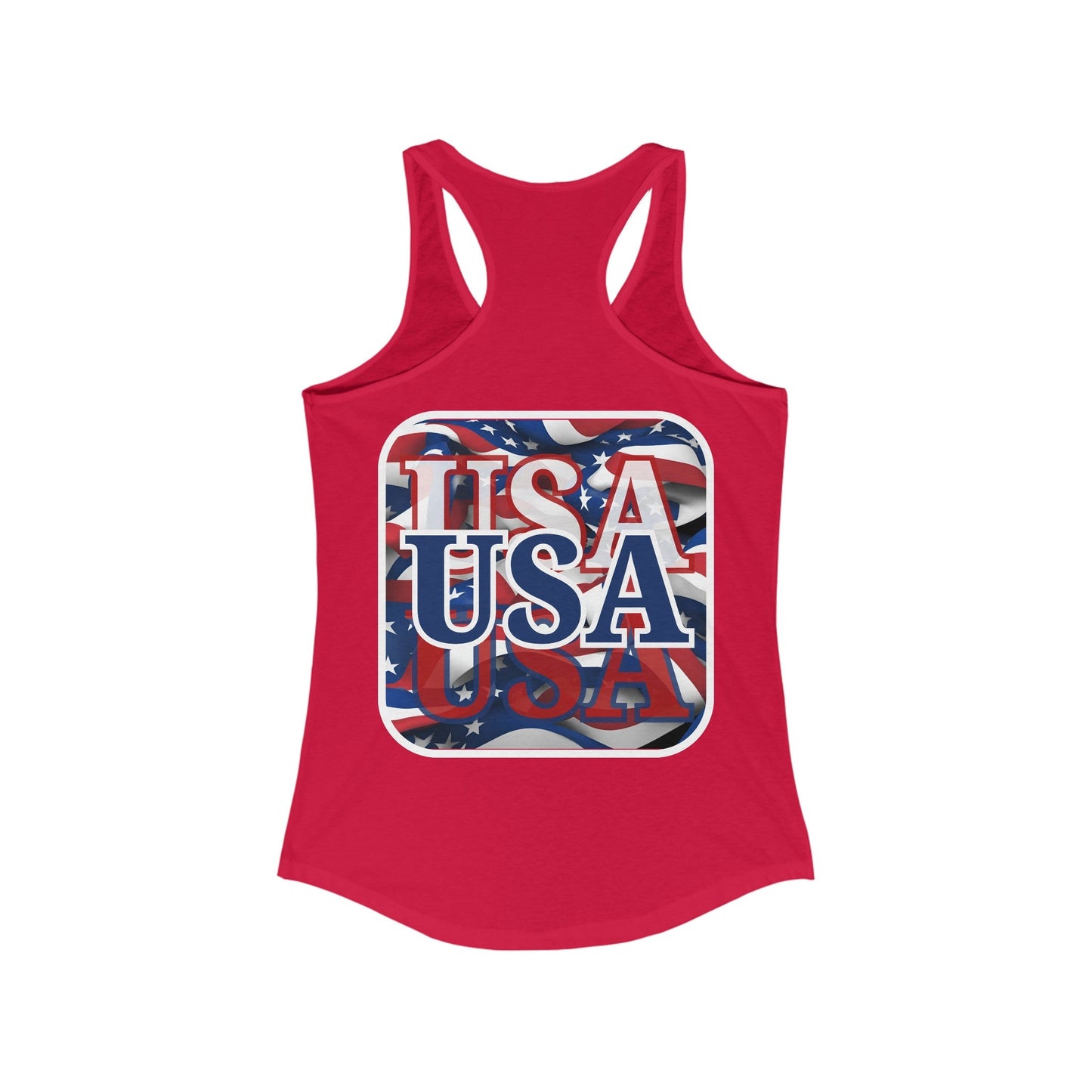 2 - sided Red White and BLUE USA Patriot Women's Racerback Tank Top by cypherpunkgear – cypherpunkgear.com | Cypherpunk Merch