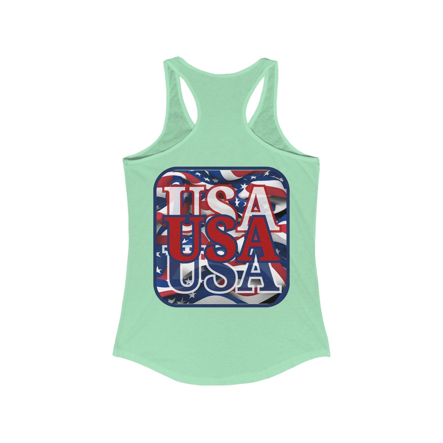 2 - sided RED White and Blue USA Patriot Women's Racerback Tank Top by cypherpunkgear – cypherpunkgear.com | Cypherpunk Merch