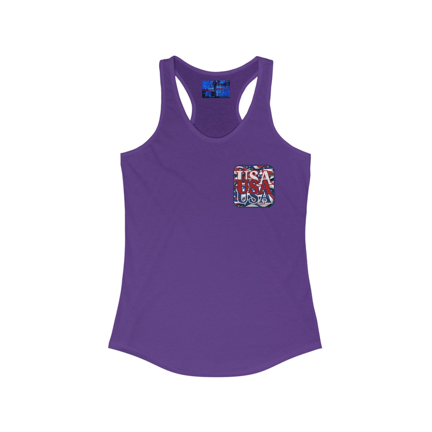 2 - sided RED White and Blue USA Patriot Women's Racerback Tank Top by cypherpunkgear – cypherpunkgear.com | Cypherpunk Merch