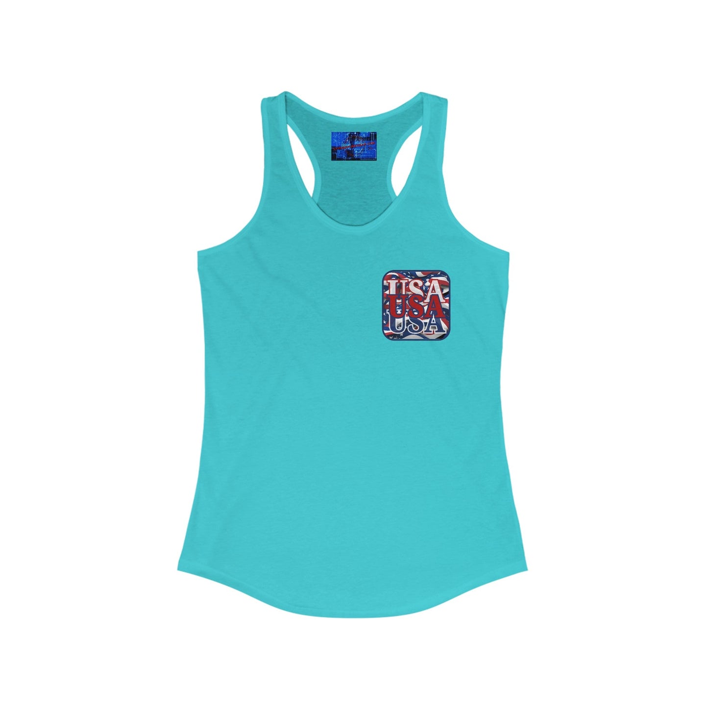 2 - sided RED White and Blue USA Patriot Women's Racerback Tank Top by cypherpunkgear – cypherpunkgear.com | Cypherpunk Merch