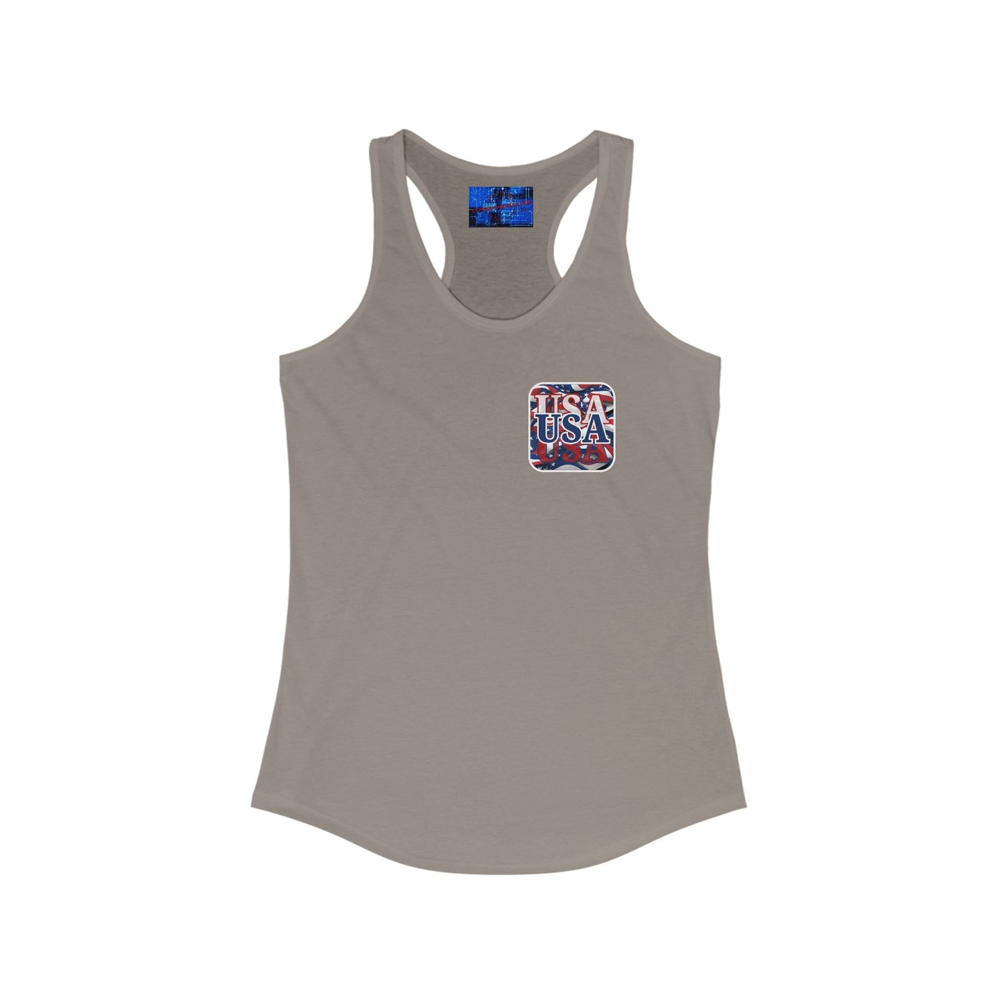 2 - sided Red White and BLUE USA Patriot Women's Racerback Tank Top by cypherpunkgear – cypherpunkgear.com | Cypherpunk Merch