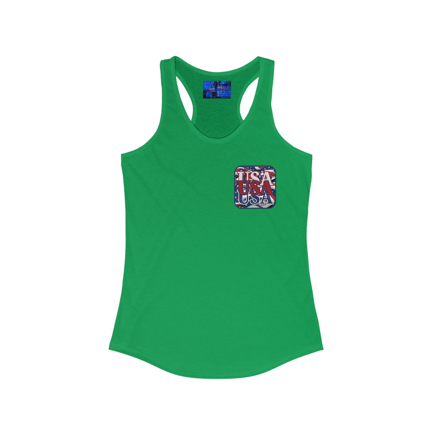 2 - sided RED White and Blue USA Patriot Women's Racerback Tank Top by cypherpunkgear – cypherpunkgear.com | Cypherpunk Merch