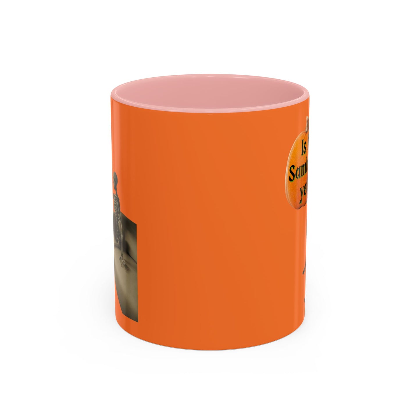 Is it Samhain yet? Skeleton's Pumpkin Orange Accent Mug by CreepyCrafts.boo