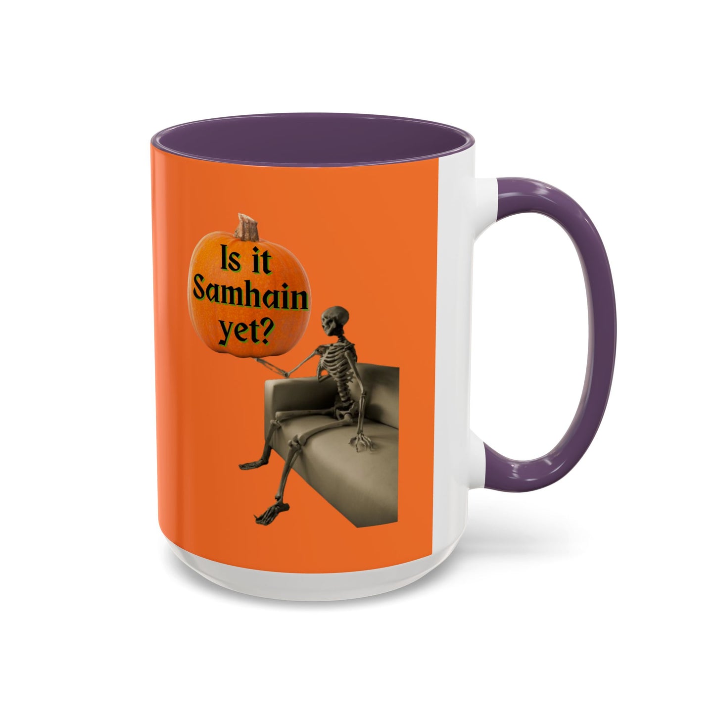 Is it Samhain yet? Skeleton's Pumpkin Orange Accent Mug by CreepyCrafts.boo