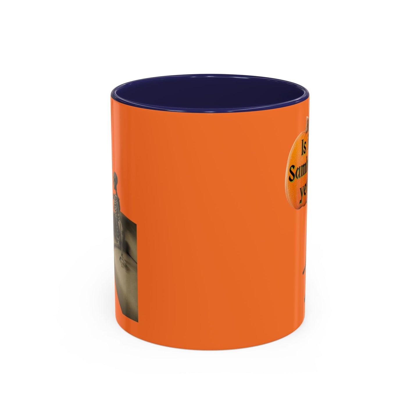 Is it Samhain yet? Skeleton's Pumpkin Orange Accent Mug by CreepyCrafts.boo