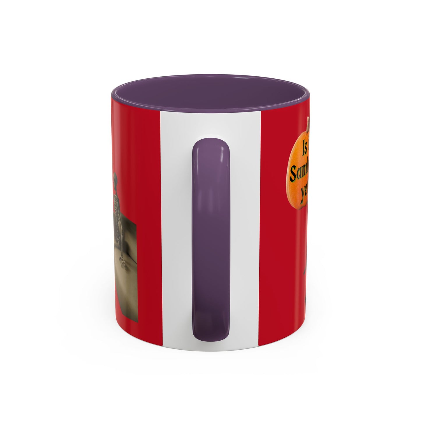 Is it Samhain yet? Skeleton's Pumpkin Red Accent Mug by CreepyCrafts.boo