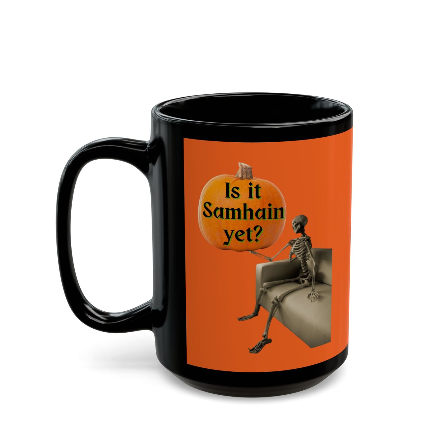 Is it Samhain yet? Skeleton's Pumpkin Orange Mug by CreepyCrafts.boo