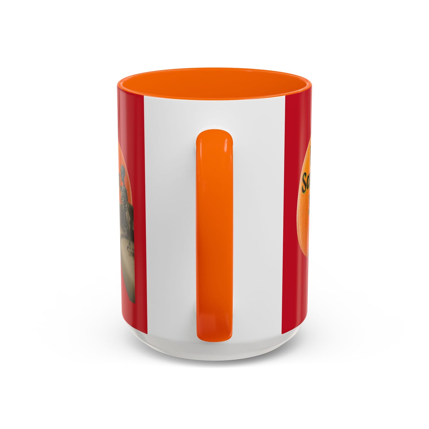 Is It Samhain Yet? Skeleton's Giant Pumpkin Red Accent Mug by CreepyCrafts.boo