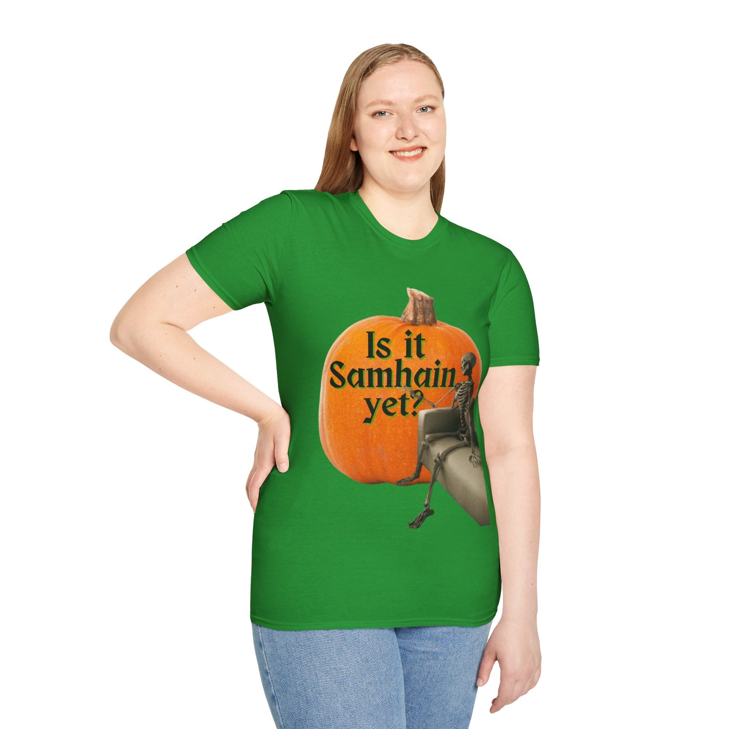 Is It Samhain Yet? Skeleton's Giant Pumpkin Dark colors Unisex T-Shirt by CreepyCrafts.boo