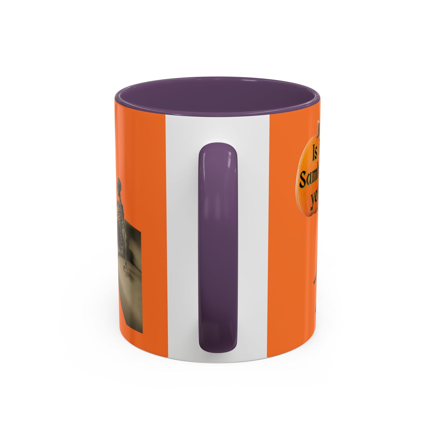 Is it Samhain yet? Skeleton's Pumpkin Orange Accent Mug by CreepyCrafts.boo