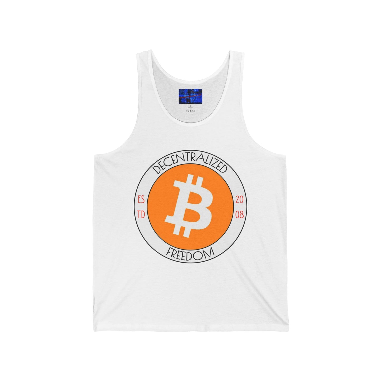 Bitcoin Decentralized Freedom Unisex Jersey Tank Top by cypherpunkgear.com