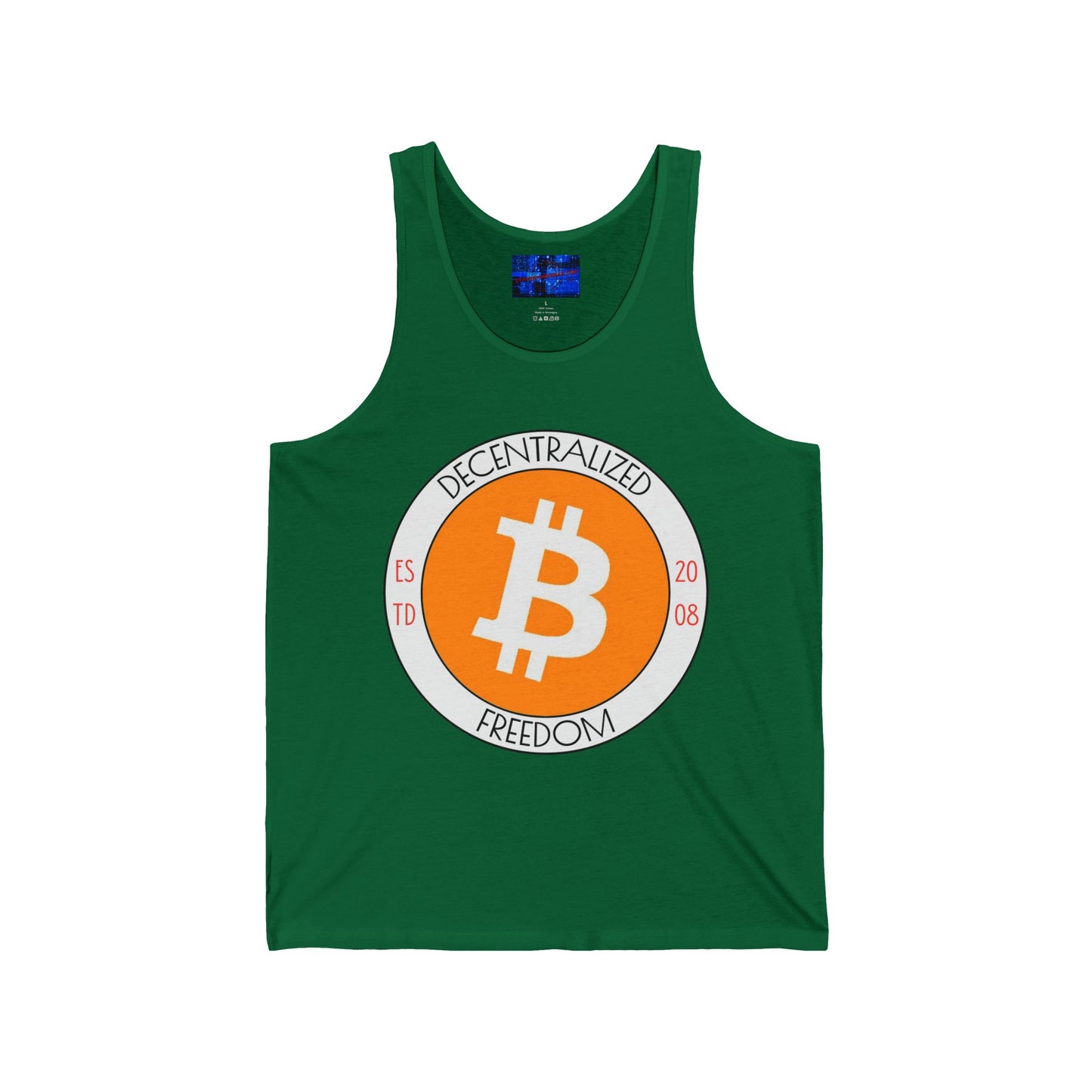 Bitcoin Decentralized Freedom Unisex Jersey Tank Top by cypherpunkgear.com