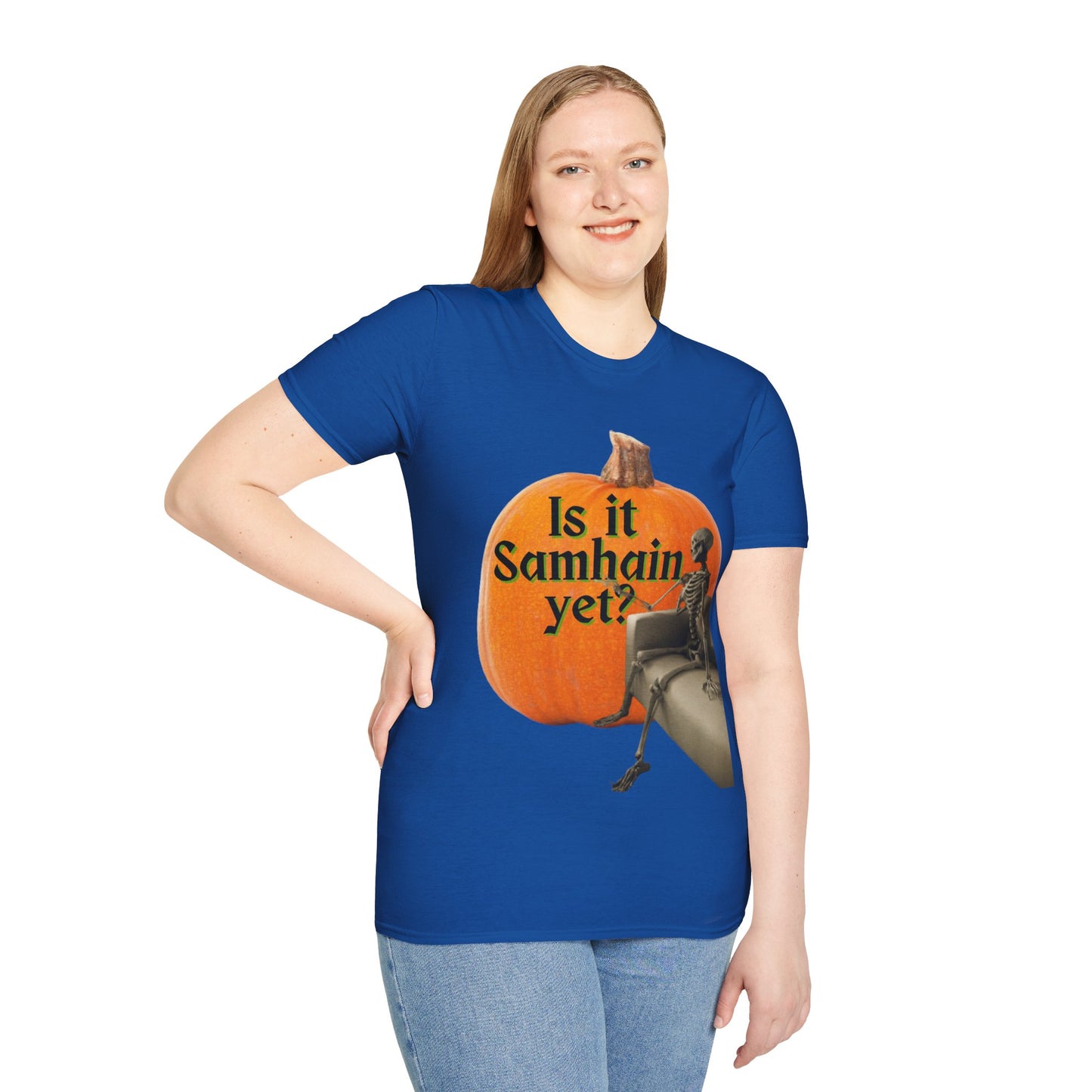Is It Samhain Yet? Skeleton's Giant Pumpkin Dark colors Unisex T-Shirt by CreepyCrafts.boo